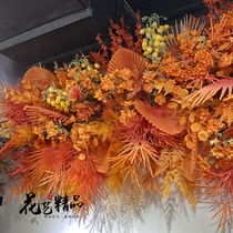 Orange Blossom Wall Plant Wall Soft Dress Floral Design Roof Hanging Wall-mounted Fan Sunflower Leaf Tropical Colorful Leaves
