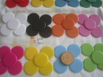 Plastic round transparent color black and white round red yellow blue green round diy teaching wordless token 30 pieces