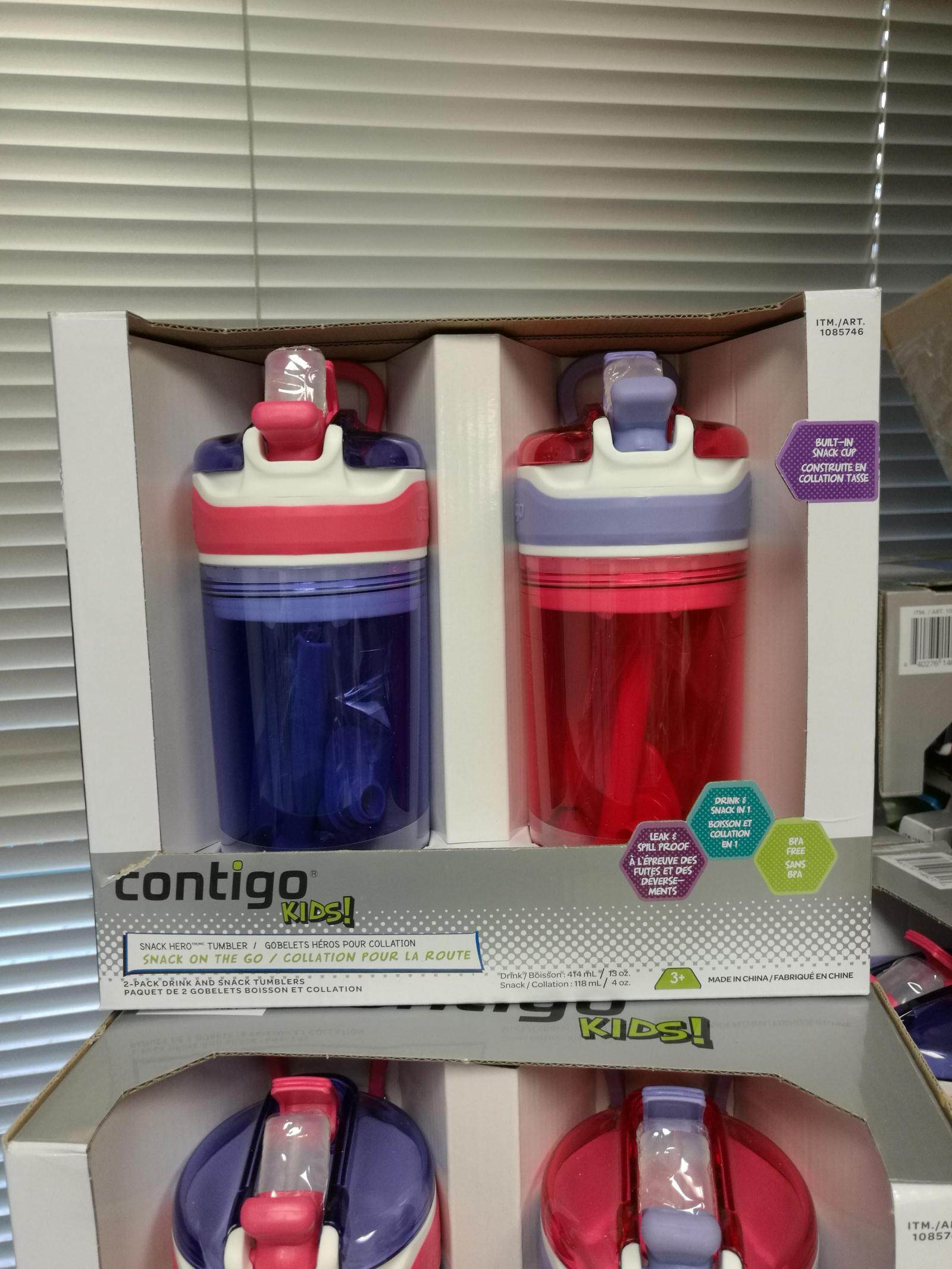 加拿大 contigo儿童防漏运动水杯吸管杯 自带零食盒 2个装_7折现价198