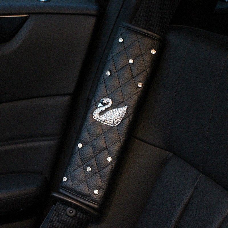 可爱卡通天鹅汽车镶钻女士车载车用安全带护肩套护套小套饰一对_7折