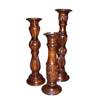 Indian old mountain sandalwood traditional candlestick