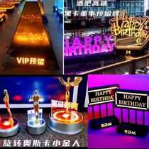 Bar reservation cards Rotation Little Gold Man pyramid table Revolving Wine Base Nightclub KTV Blackcard Directors Remain cards