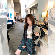 Mrs. Qian Sydney custom plaid suit suit suit female English style small suit pleated skirt two-piece set