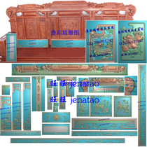 Harmonious spring sofa foot armrest backrest Grape elephant head lion carved relief gray scale map carved map