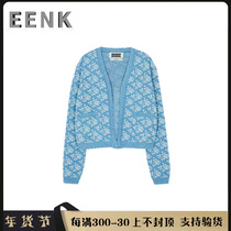 ( Domestic Spot )EENK jacket opener blue flower retro sweater long-sleeved sweater suit woman