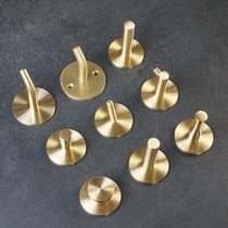 Brass adhesive hook bathroom toilet non-perforated clothes hook strong storage hook Wall mysterious door rear single hook