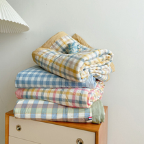 No fluorescent agent water washing cotton cotton yarn-dyed summer cool quilt air conditioning by double spring and autumn quilt machine washable summer single