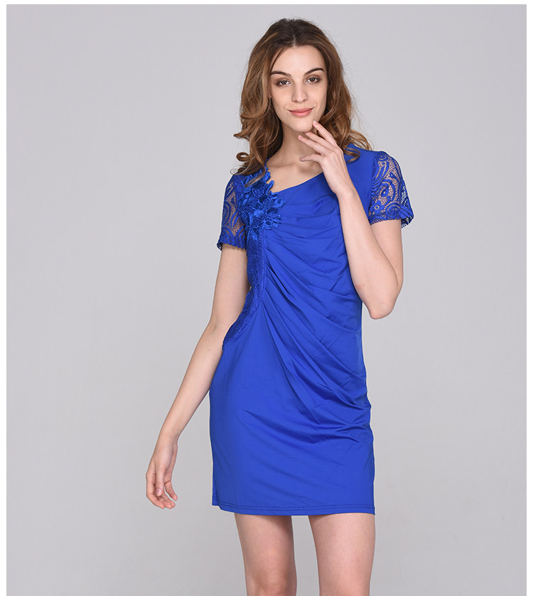 maxlulu2014年夏季新款蕾丝勾花镂空褶皱短袖连衣裙zl16159