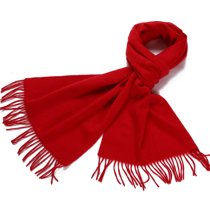 新款红色羊毛围巾男女士冬季 本命年中国红年会围脖