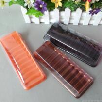 West Point sliced matcha mung bean cake Swiss tiger skin sushi cake roll staircase-shaped long strip transparent blister packaging box