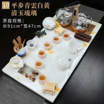 High-end luxury anti-jade water landscape integrated tea tray household tea set set simple modern natural stone tea table