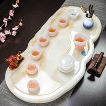 High-end jade tea tray light extravagant modern European style minimalist home living room office with stone tea table tea sea suit