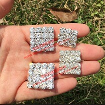 Fashion square rhinestone buckle Scratch-resistant ear claw sweater rhinestone buckle Knitted cardigan rhinestone button coat coat buckle