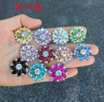 25mm Rose red yellow blue purple glass crystal diamond buckle Single shoe diamond flower mink grass diamond button jacket decorative button