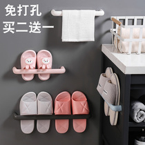 Wall-mounted rack bathroom Slipper rack toilet towel rack toilet wall shoes storage non-perforated shoe rack