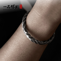 S999 foot sterling silver niche retro bracelet men jewelry trendy people Net red European and American personality trend hip hop INS