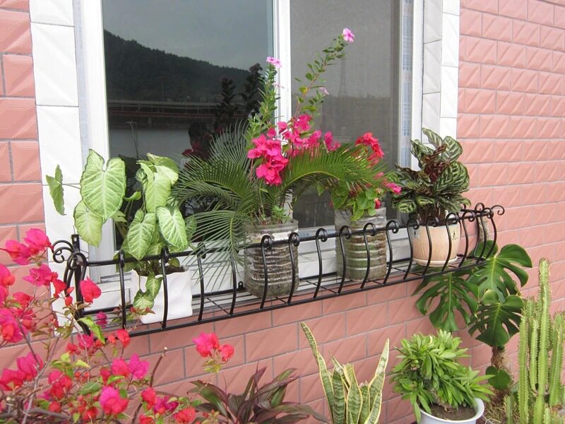 铁艺阳台壁挂式墙上窗台栏杆户外花架阳台花盆架花篮置物架