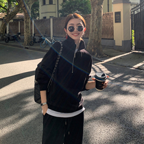 South Korean zipper jacket head sweatshirt woman early spring 2022 new fashion loose bf Lazy Breeze Casual Blouse Surge