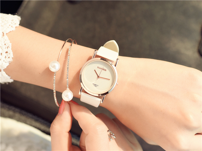 郑爽明星同款手表女生高中学生韩版简约链黑白