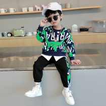 2021 Boys  autumn suit new Korean version of childrens foreign style cartoon autumn two-piece set casual handsome trendy childrens clothing