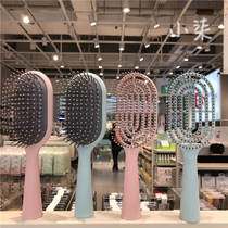 miniso famous product vertical long handle airbag comb bone comb curly hair comb with cleaning brush comb