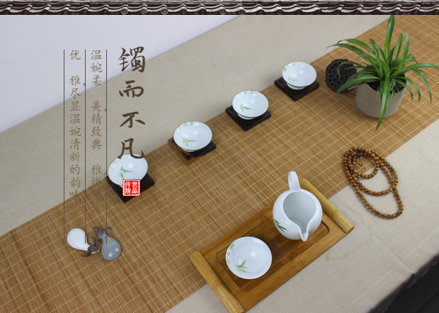 原木色茶席深色茶垫禅意茶席竹茶帘竹席茶席茶盘垫竹垫餐垫桌旗