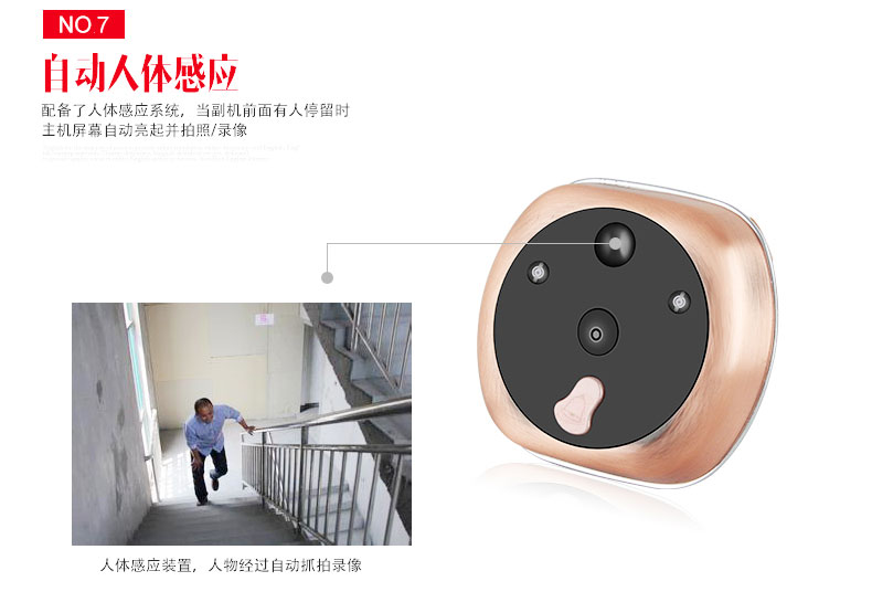 零距离智能可视猫眼电子猫眼摄像头可视门铃对讲人体感应