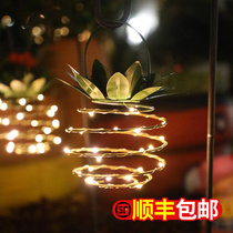 Solar garden light Outdoor waterproof pineapple induction light Villa garden landscape decorative hanging light Household night light