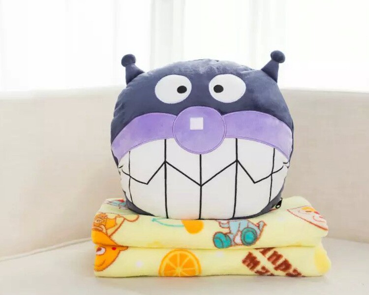 日本面包超人细菌小子公仔毛绒玩具玩偶抱枕毯子空调毯卡通小被子