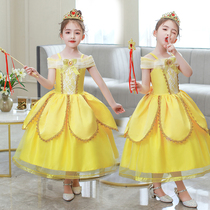 Beauty and the Beast Child Belle Princess Skirt Girl Bellian Dress Dress Dress 61 Dress Up Performance Costume