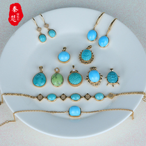 Qin Chu original mine turquoise pendant natural non-optimized Gesang flower rich armor inlaid pendant necklace accessories