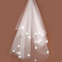 Bridal veil 1 5 meters petal flower short veil wedding dress accessories Korean new veil white