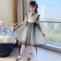 Childrens retro one-piece dress 5 girl summer fit 6 vest dress 7 CUHK Scout 8 stray suyarn dress 12-year-old qipao princess dress