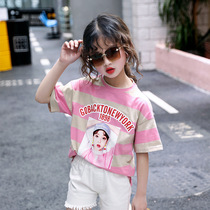 Girls summer clothes 5 girls 6 short sleeve T-shirt 7 cotton body blood 8 big children 9 12 years old loose top