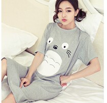 Korean fashion large size loose short-sleeved pajamas fat mm200 kg female summer thin section plus fat plus can be worn outside the night dress