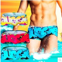Hot Spring Swimming Trunks Mens Boxer Sexy Low Waist Print Swimming Trunks