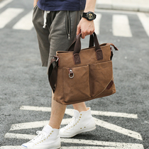 Hong Kong Duty-free Men Trends Business Canvas Handbag Casual Single Shoulder Slanted Satchel Briefcase Male Backpack