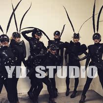 Nightclub Home Dark Black Alternative Feather Rivet Cortex Gogo Acting Out of Men and Women Exaggerated Conjoined Conservative Nightclub ds