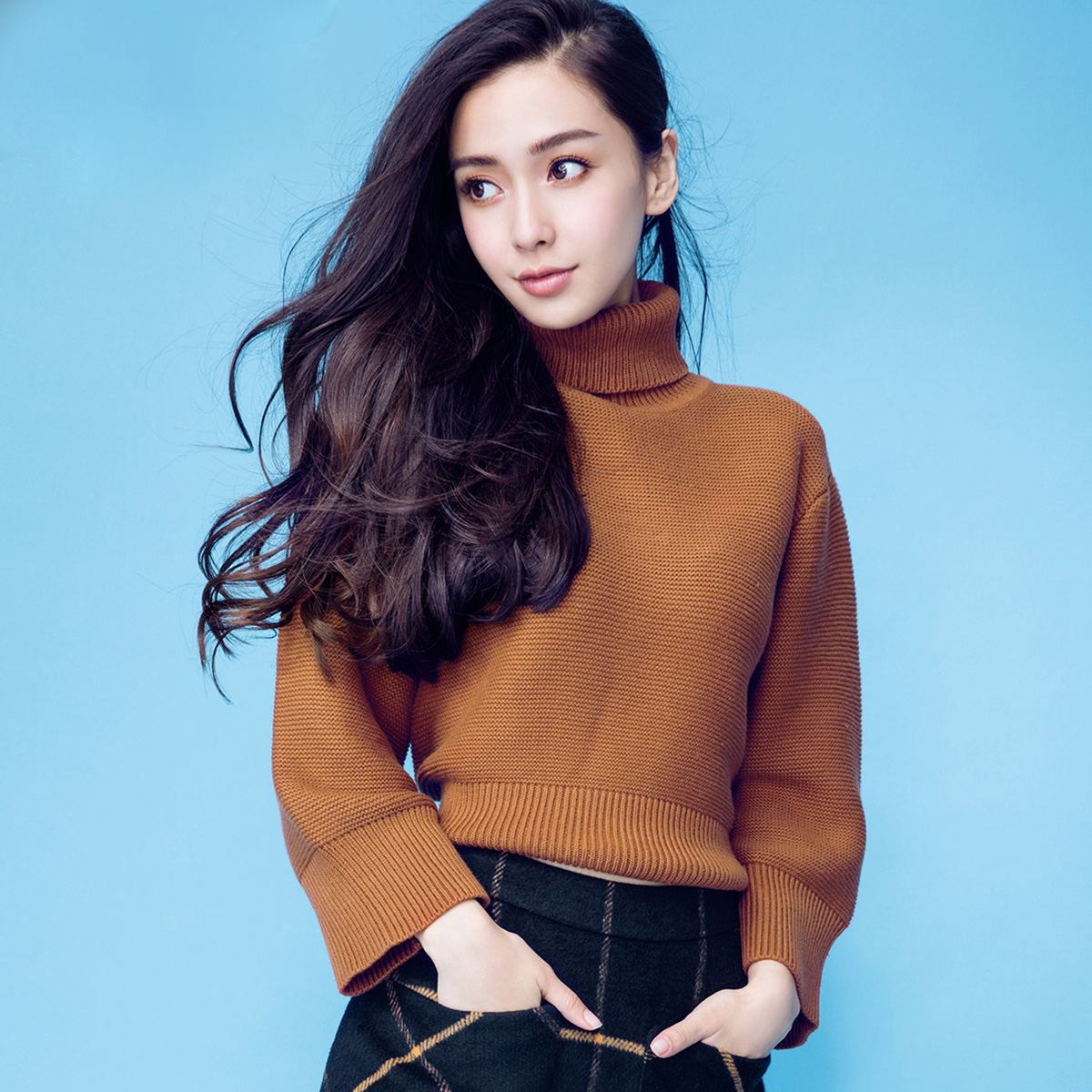 【Angelababy】衣品天成2017春装新款针织衫 女 短款高领毛衣女产品展示图1