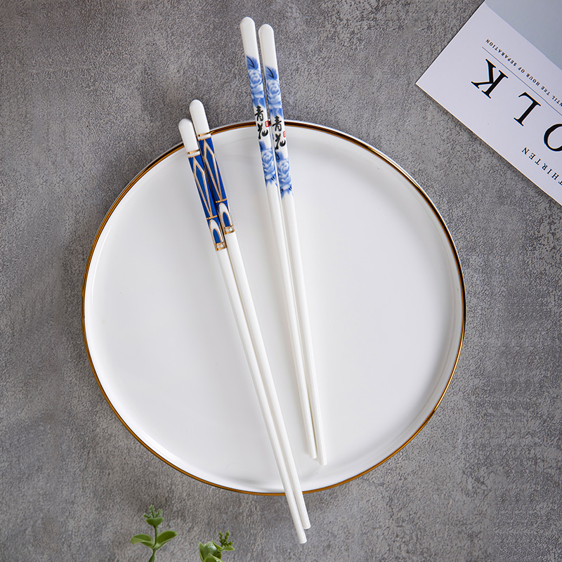 Jingdezhen ceramic chopsticks family gifts household light ipads China key-2 luxury European - style 10 pairs of mouldproof antiskid gift chopsticks