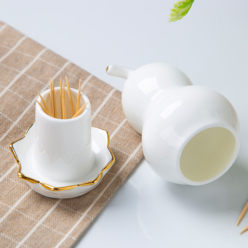 Home restaurant ceramic toothpicks extinguishers pure white fashion up phnom penh ipads porcelain tooth sign/toothpick box of creative gourd toothpicks