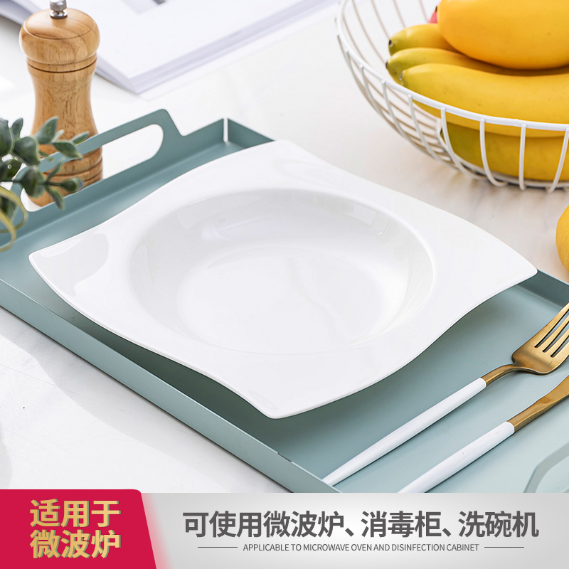 Hotel restaurants with pure white ipads porcelain tableware ceramics creative soup plate plate shaped food kunlun plate plate plate
