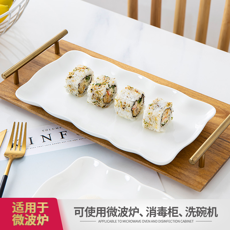 Jingdezhen white ipads China tableware shell plate special - shaped ceramic fish plate rectangular sushi plate plate creative lace