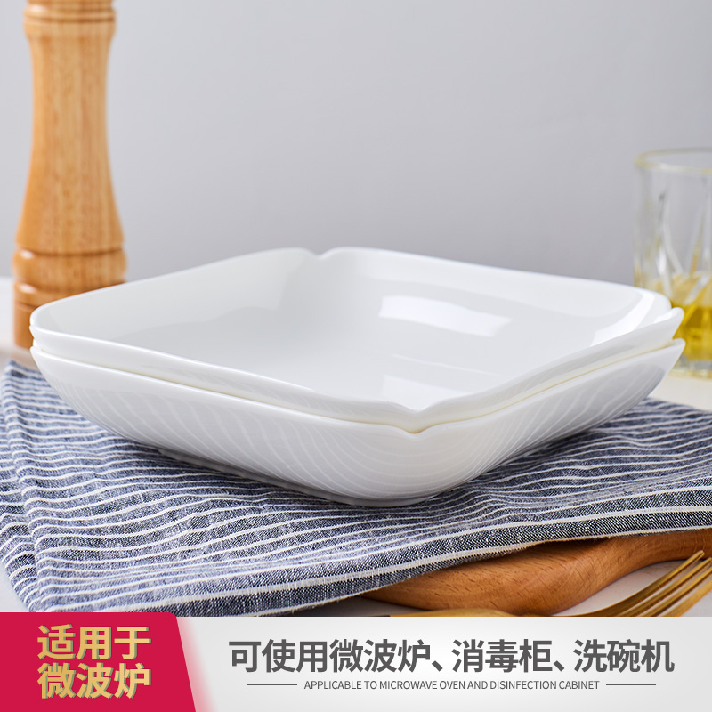 Jingdezhen white ipads China household Nordic contracted ceramic salad plate tableware web celebrity ins 0 wind plate