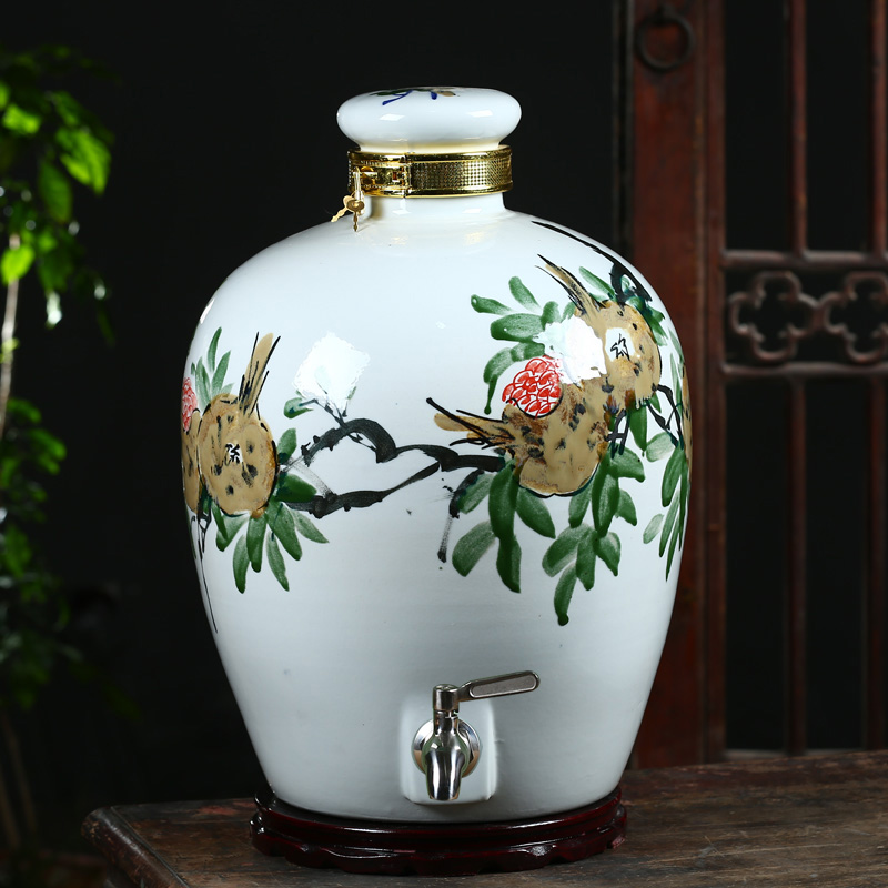 Hand - made ceramic jar of jingdezhen ceramic bottle 10 jins 30 jin wine VAT mercifully jars with leading 50 pounds