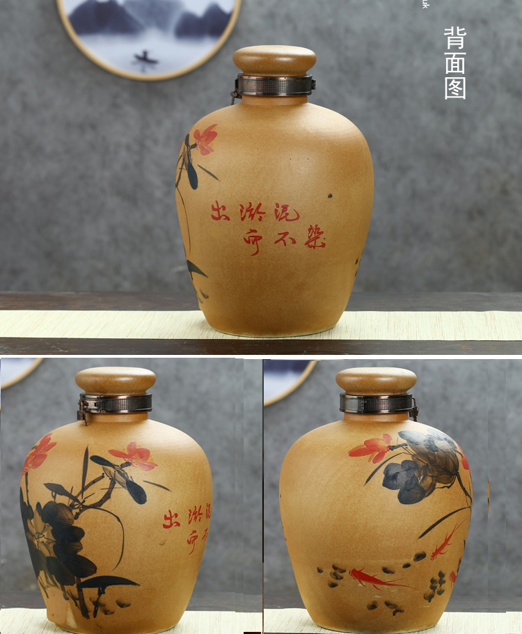 Jingdezhen ceramic jar hand - made mercifully jars brew cylinder grinding glaze 10 jins 20 jins 50 kg bottle wine pot