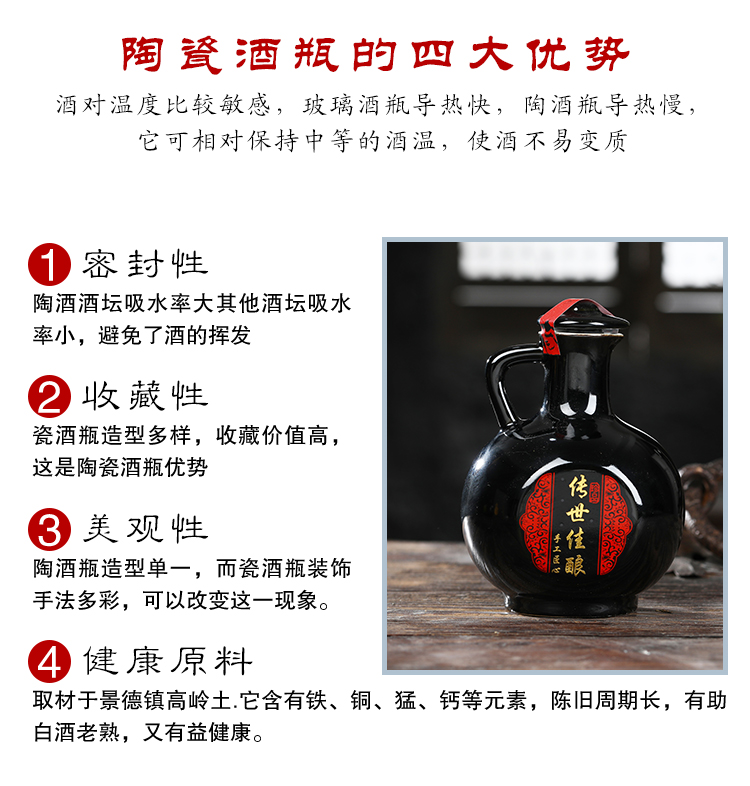 Jingdezhen ceramic bottle 1 kg pack box seal wine jars empty bottles of restoring ancient ways household hip flask can be customized