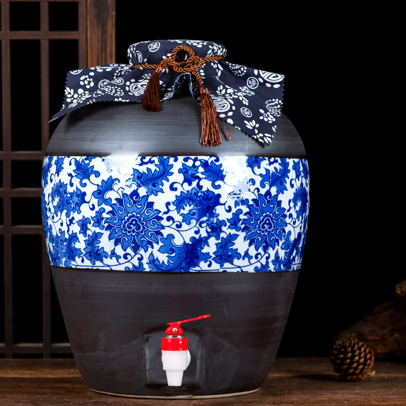 Jingdezhen ceramic jar 10 jins of 50 pounds to restore ancient ways mercifully jars empty bottles of blue and white wine bottle frosted hip flask