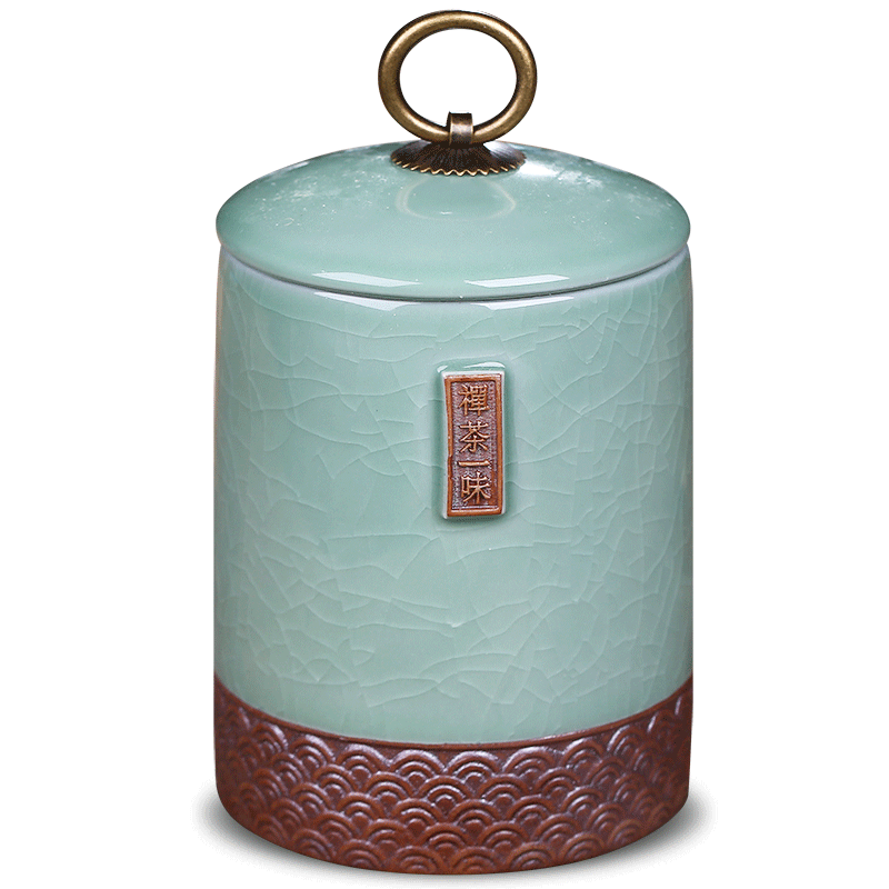 Jingdezhen ceramic tea caddy fixings crackle seal pot small storage tank preserves 300 ml as cans