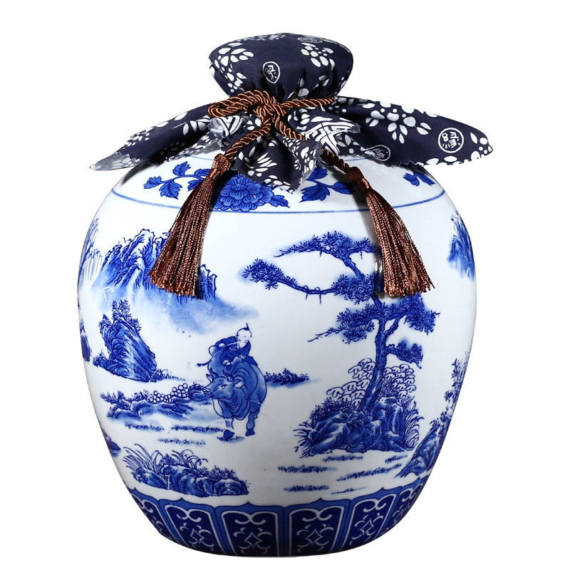 Jingdezhen ceramic jars 5 jins of 10 jins to ceramic bottle of liquor altar empty bottle sealed jar of wine jugs